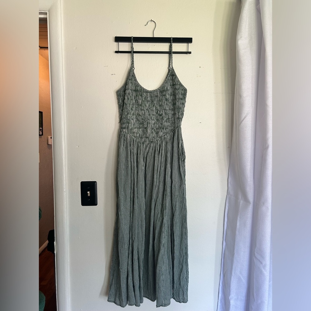 Aerie Green Smocked Maxi Sundress